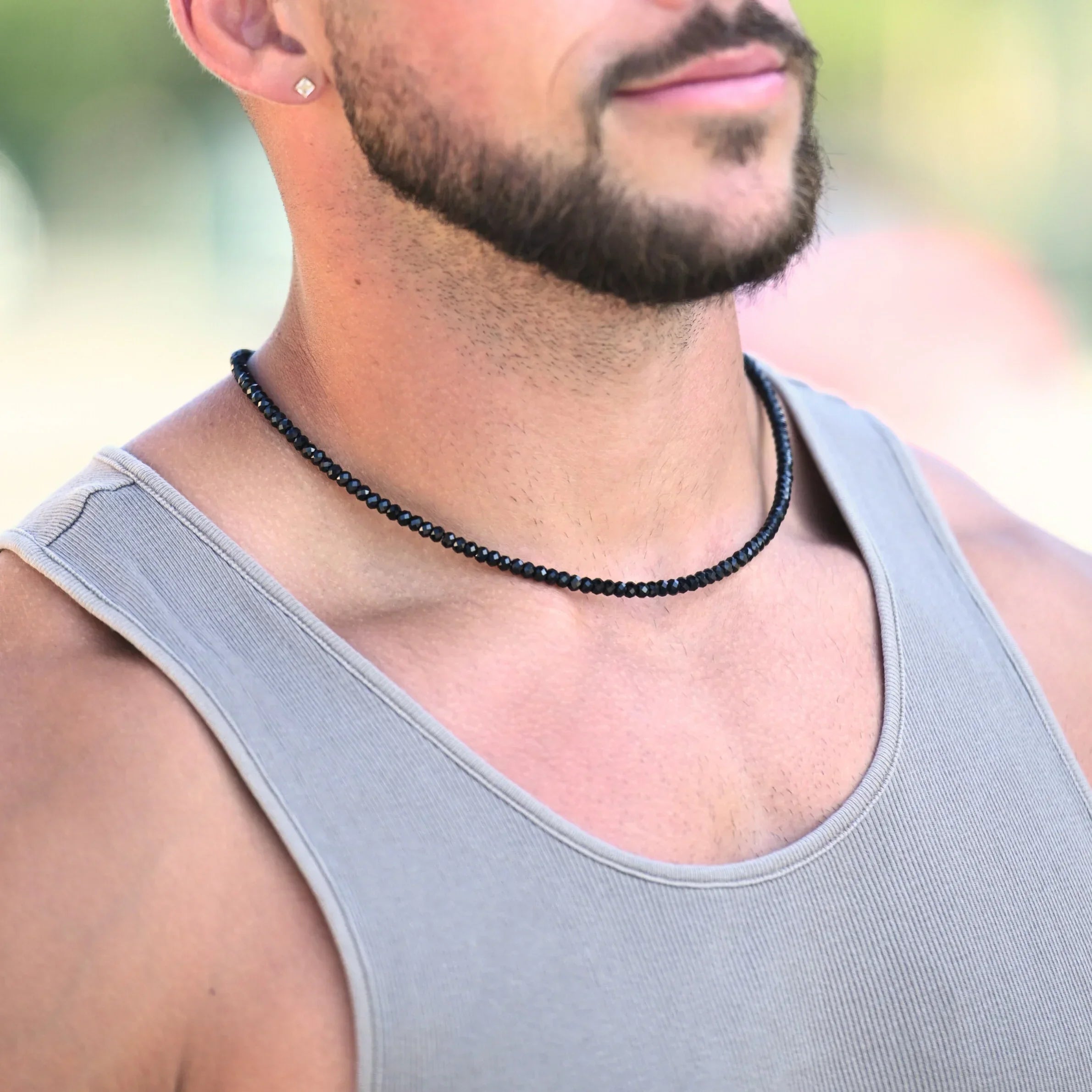 Diamond Cut Black Spinel Necklace