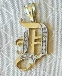 Old English Initial Diamond Pendant