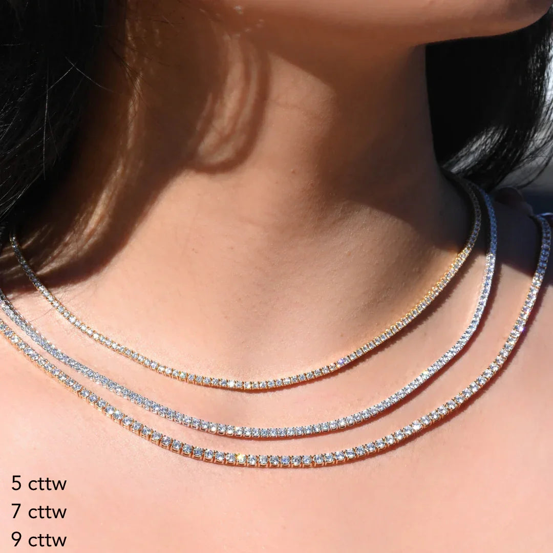 Natural Diamond Tennis Necklace