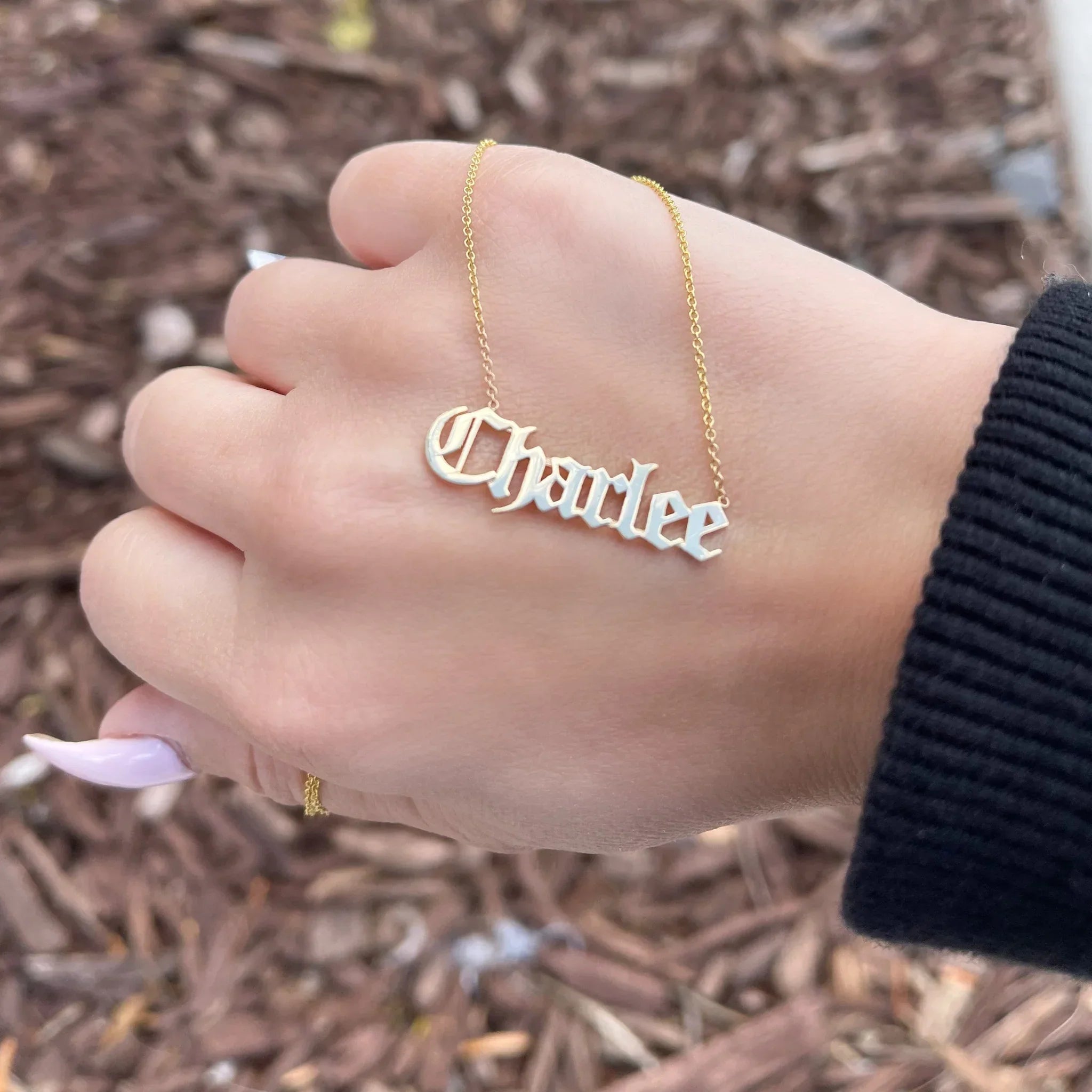 Old English Name Necklace