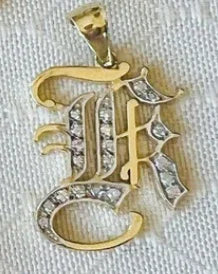 Old English Initial Diamond Pendant