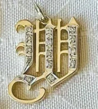 Old English Initial Diamond Pendant