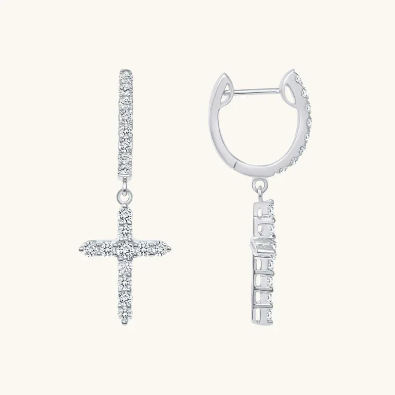 Diamond Cross Earrings