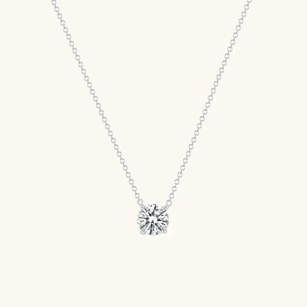 Round Natural Diamond Solitaire Pendant