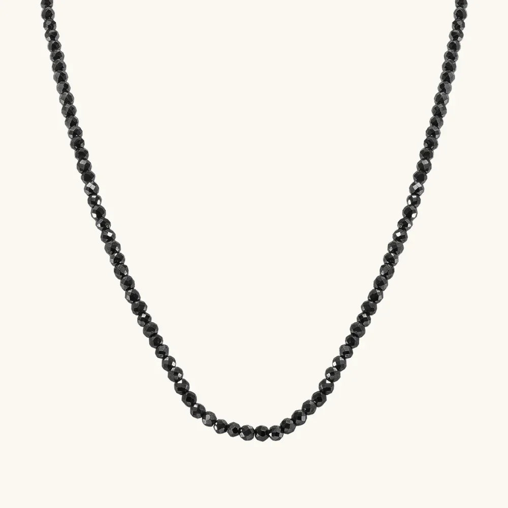 Diamond Cut Black Spinel Necklace
