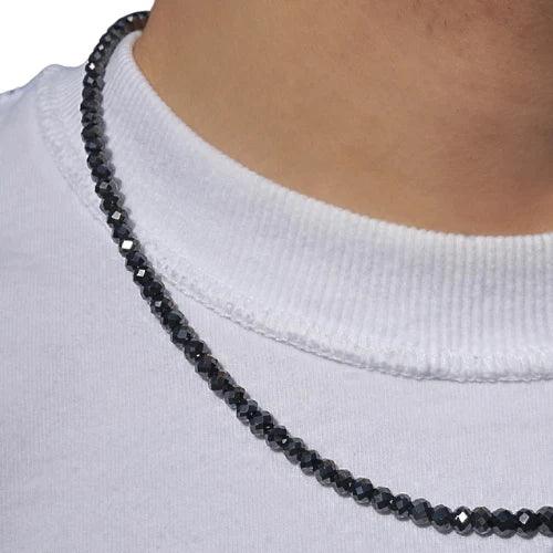 Diamond Cut Black Spinel Necklace
