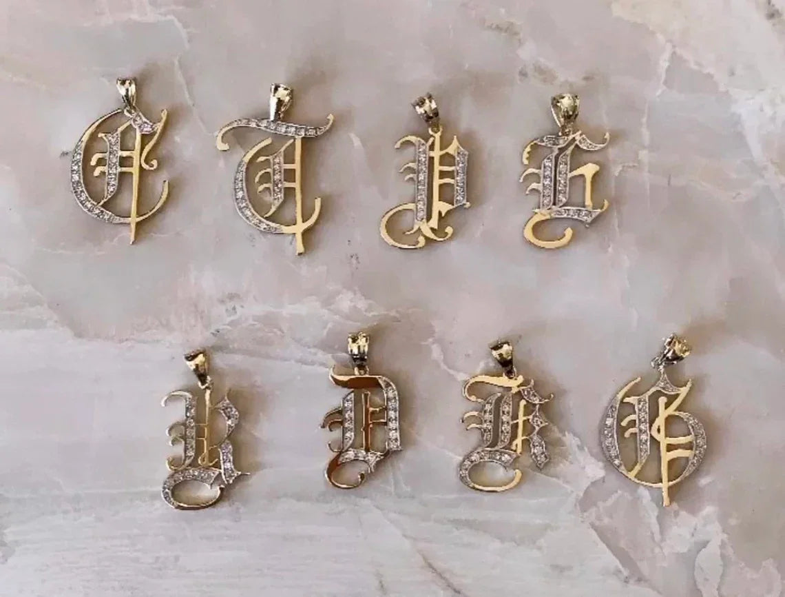 Old English Initial Diamond Pendant