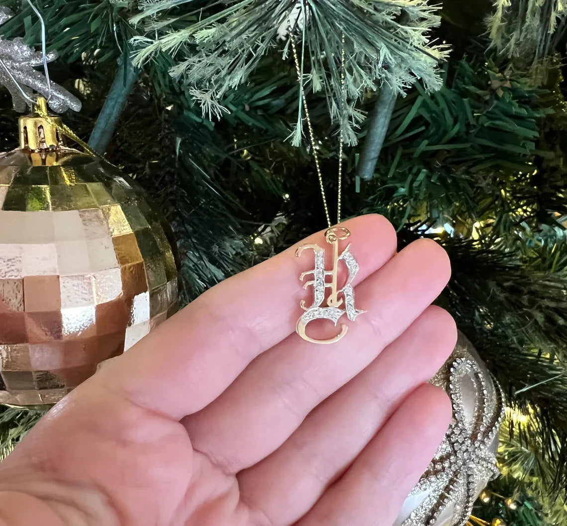Old English Initial Diamond Pendant