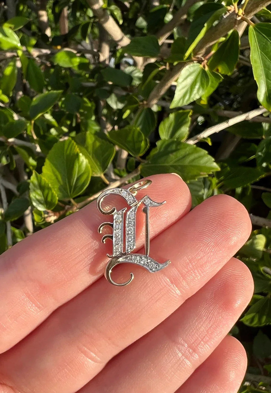 Old English Initial Diamond Pendant