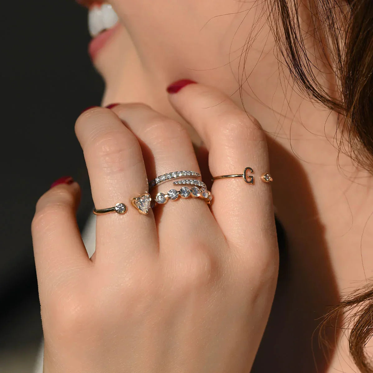 Double Lab Diamond Open Ring