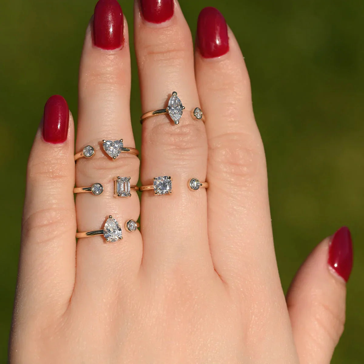 Double Lab Diamond Open Ring