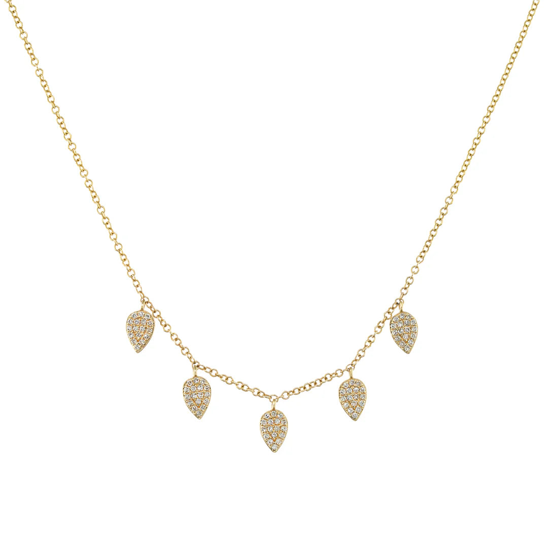 Golden Pave Leaf Charm Necklace