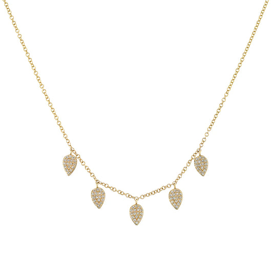 Golden Pave Leaf Charm Necklace