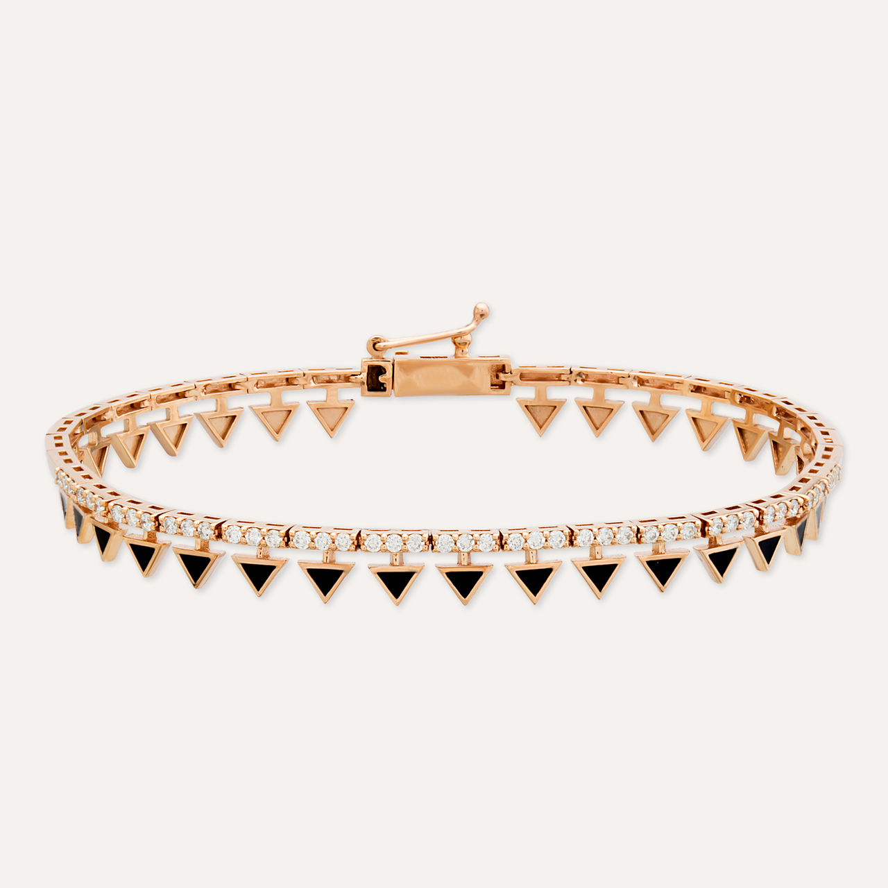 Diamond and Black Enamel 14K Rose Gold Bracelet