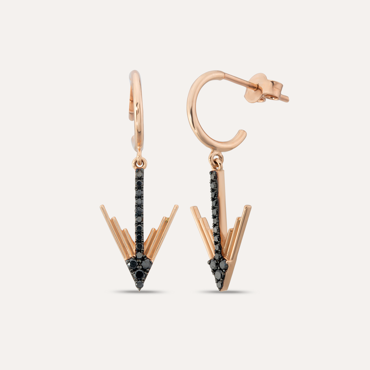 Black Diamond 14K Rose Gold Earring