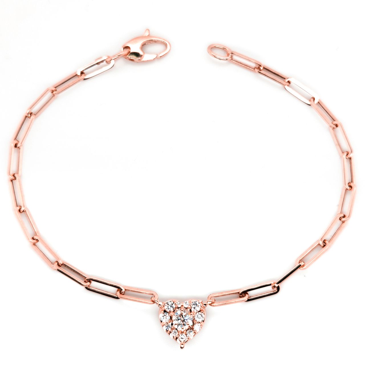 Heart and Paperclip Diamond Bracelet