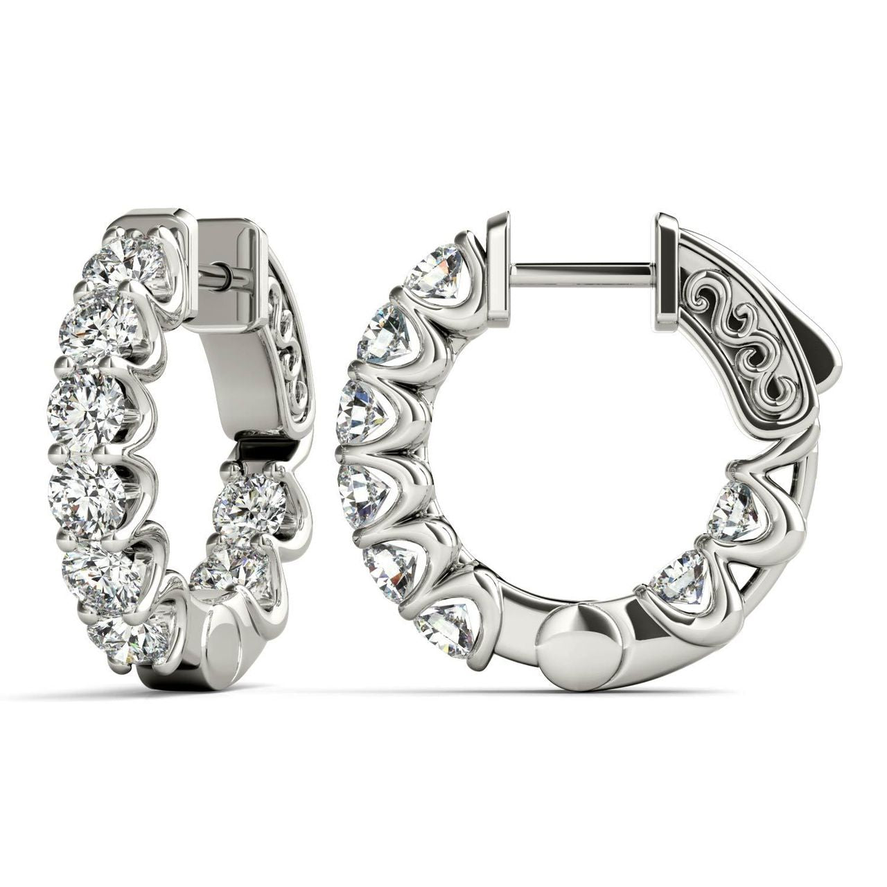 Diamond inside-out hoop earrings