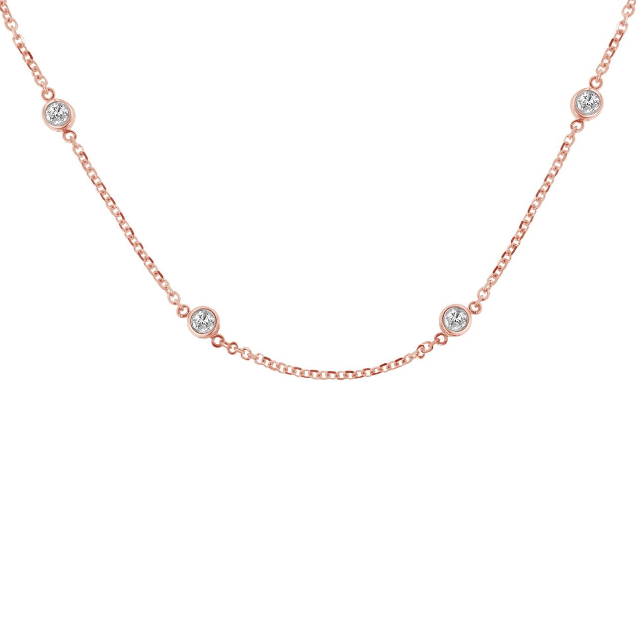 Rose gold diamond station necklace