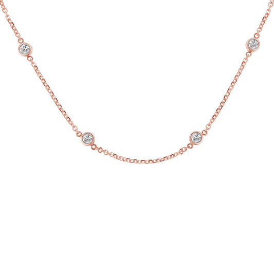 Rose gold diamond station necklace