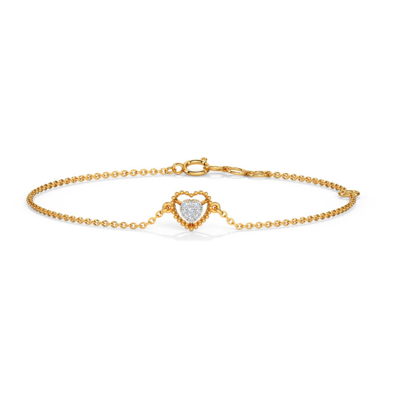 Heart-shaped gold diamond bracelet