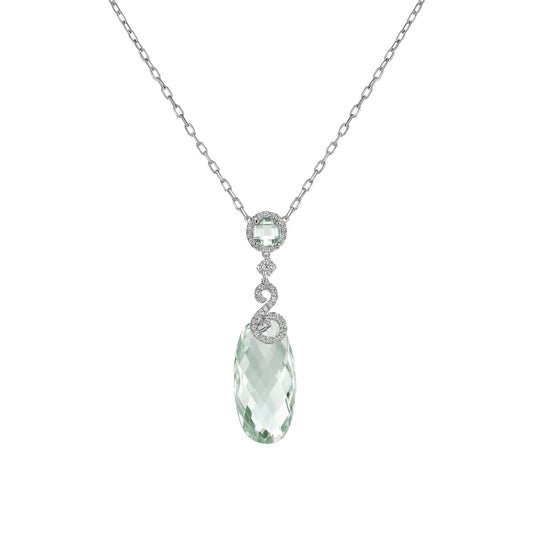 Green Amethyst Briolette Drop Necklace