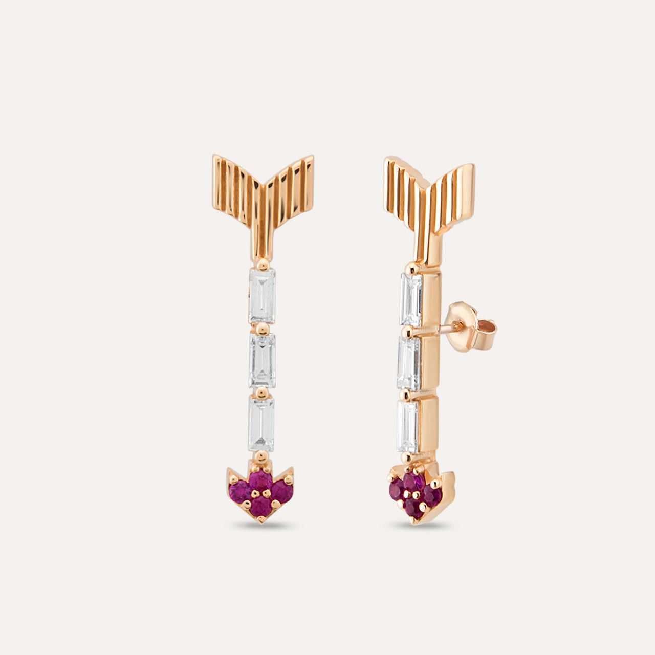 Ruby and Diamond Arrow Earrings