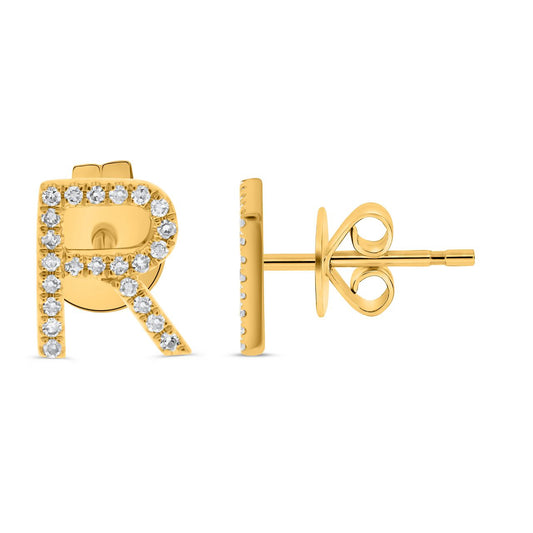 Initial R earring