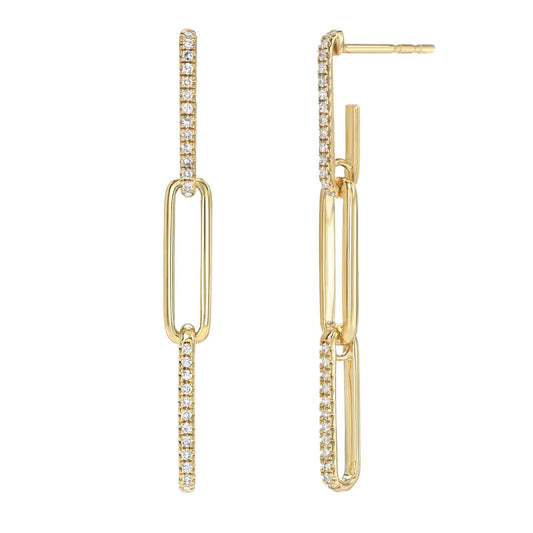 Diamond Chain Link Drop Earrings